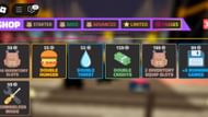 Shop depicting available upgrades (Image via Roblox)